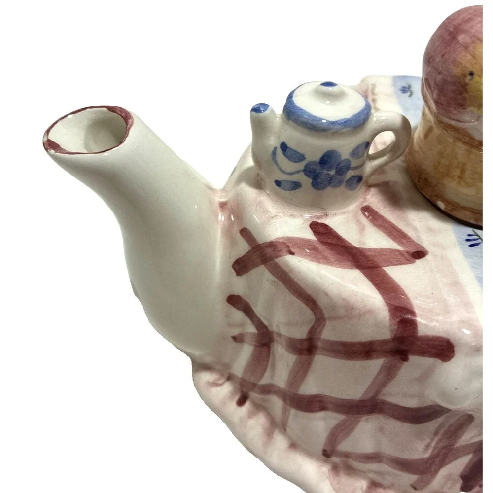 Vintage SUNSHINE Ceramic Novelty Teapot Table with Fruit and Tea - 1987 England